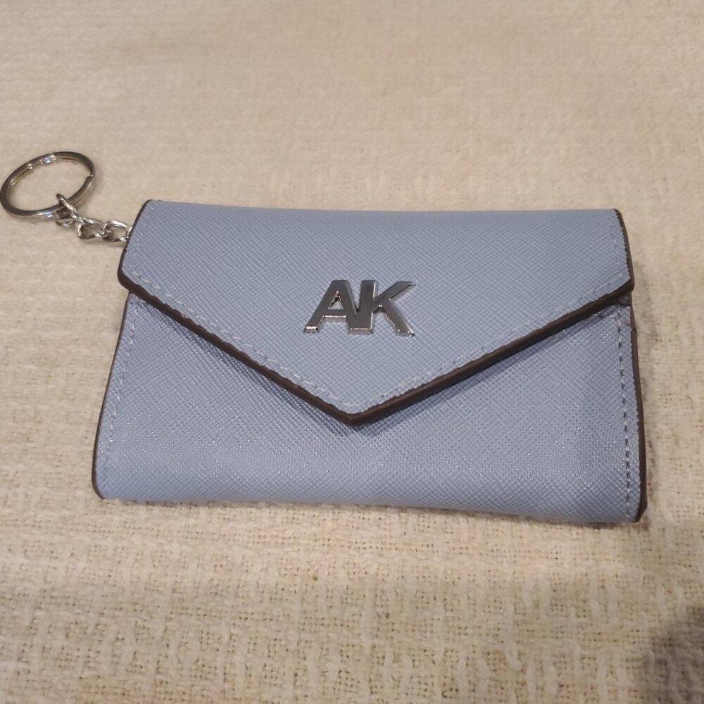 Anne Klein Coin Purse Pouch ID Card Holder Wallet Key chain Purse ~ Light Blue